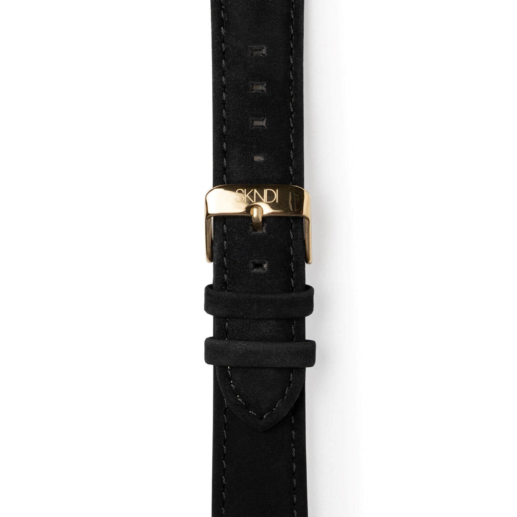 Black Leather Strap - Gold Buckle