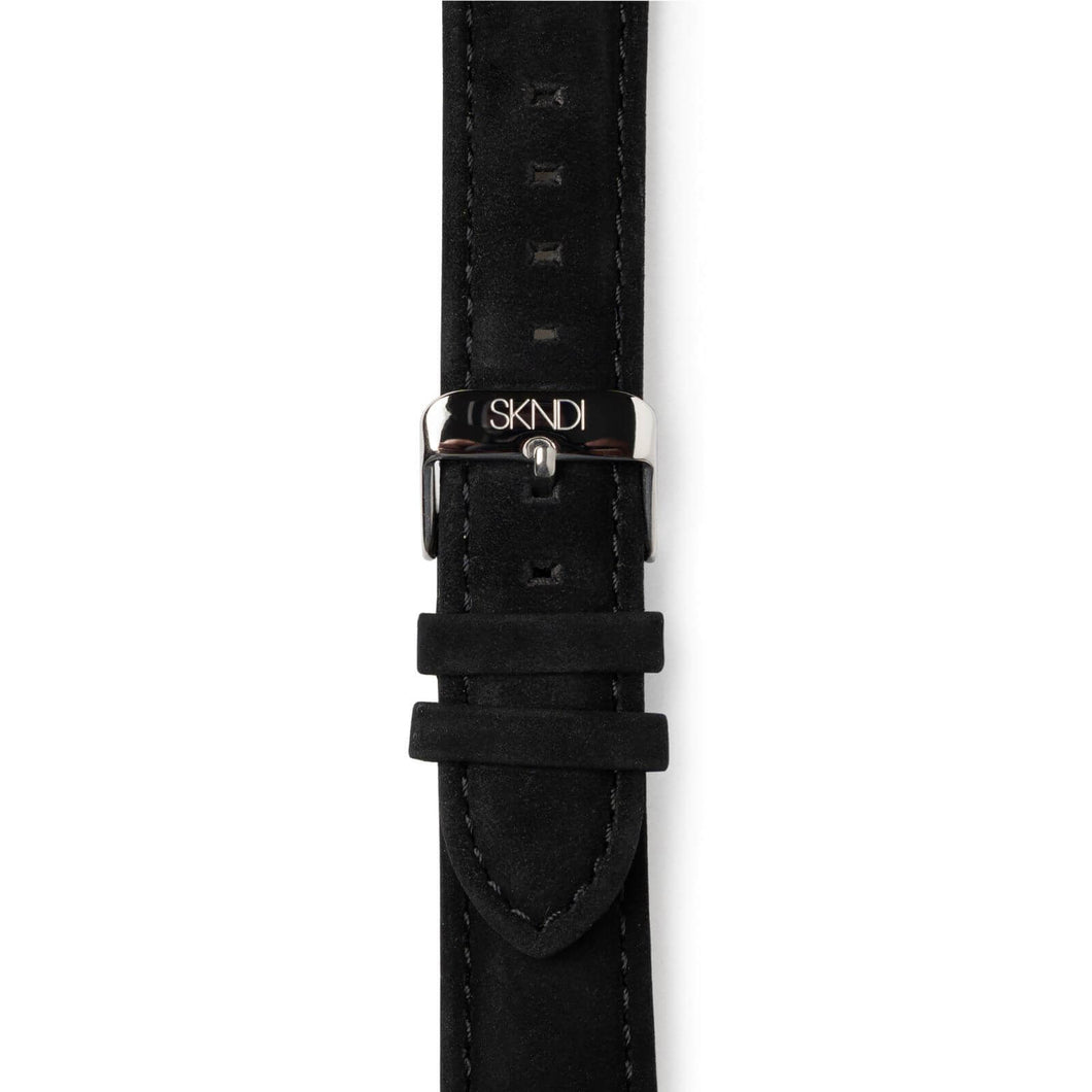 Black Leather Strap - Silver Buckle