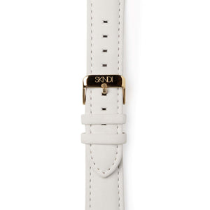 White Leather Strap - Gold Buckle