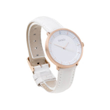 Load image into Gallery viewer, White Leather Strap - Rose Gold Buckle