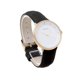 Black Leather Strap - Gold Buckle